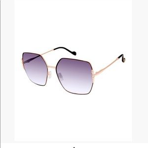 NWOT Jessica Simpson Rose Goldtone Purple Gradient Rhinestone-Accent Sunglasses